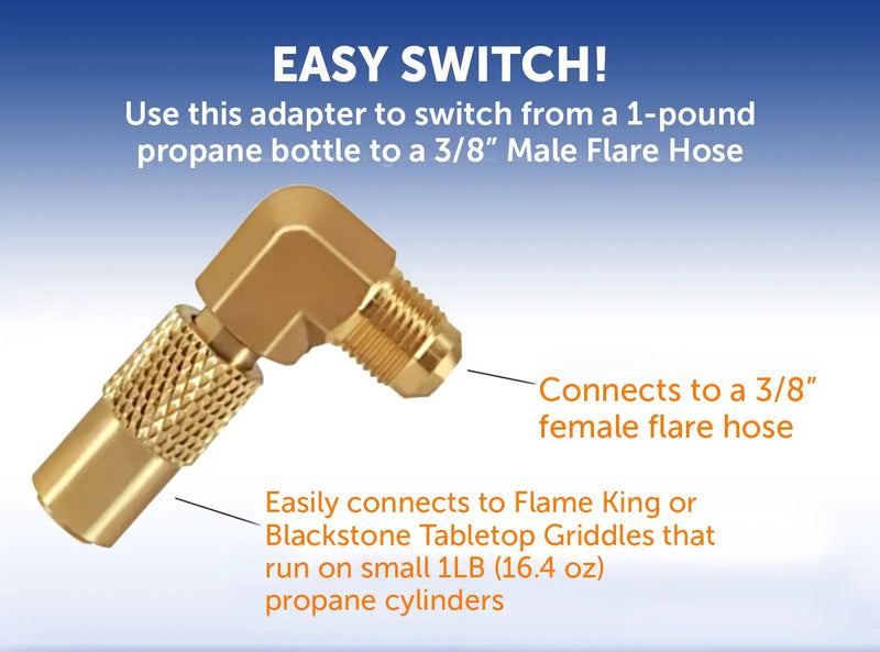 Flame King Elbow Adapter with 3/8" Male Flare for 17" or 22" Griddle by Flame King Products