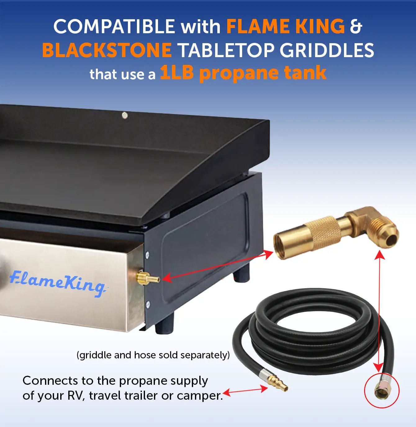 Flame King Elbow Adapter with 3/8" Male Flare for 17" or 22" Griddle by Flame King Products
