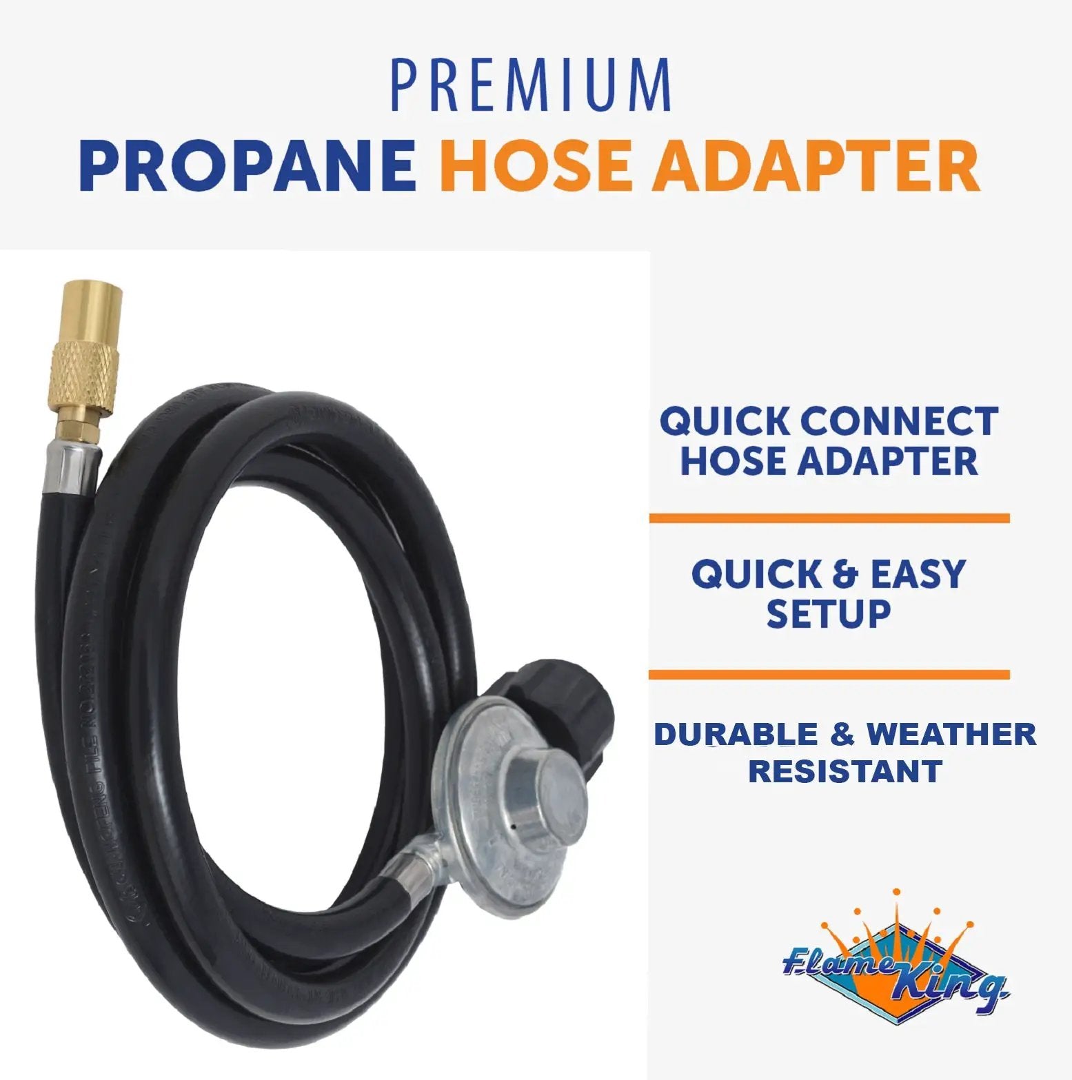 Flame King Regulator Hose Adapter Connect to 20Lb Tank for 17 and 22 inch Tabletop Grill Griddle, 6 Feet by Flame King Products