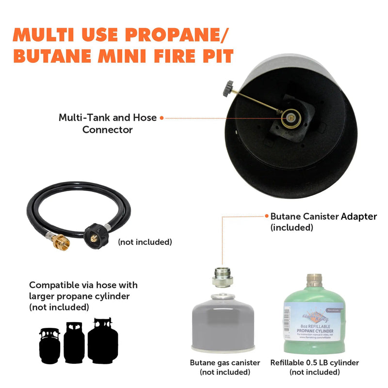 Flame King Smokeless Portable Mini Tabletop Fire Pit Dual Fuel Propane and Butane by Flame King Products