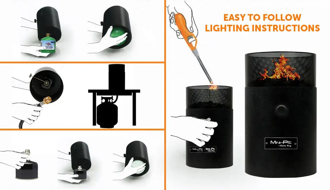 Flame King Smokeless Portable Mini Tabletop Fire Pit Dual Fuel Propane and Butane by Flame King Products