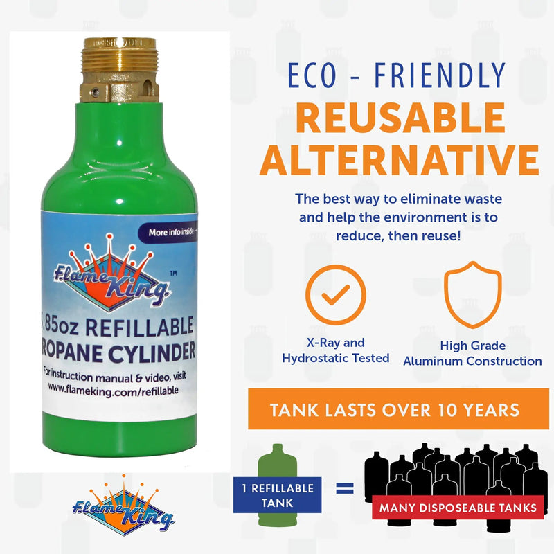 Flame King 1/4 lb Refillable Mini Propane Tank Cylinder - 2-Pack Eco Friendly Tank by Flame King Products