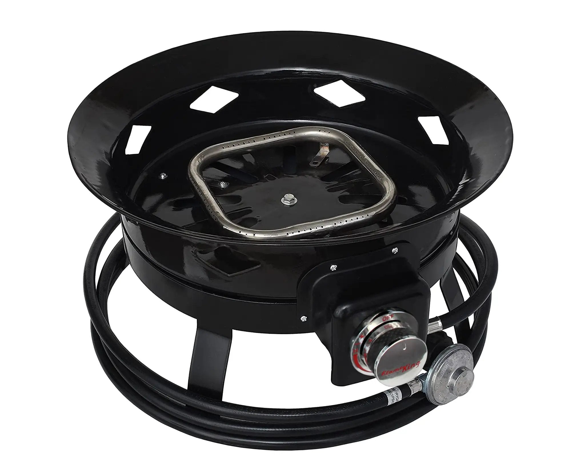 Flame King Outdoor Portable Propane Gas 19″ Fire Pit Bowl with Self Igniter Cover Carry Straps by Flame King Products