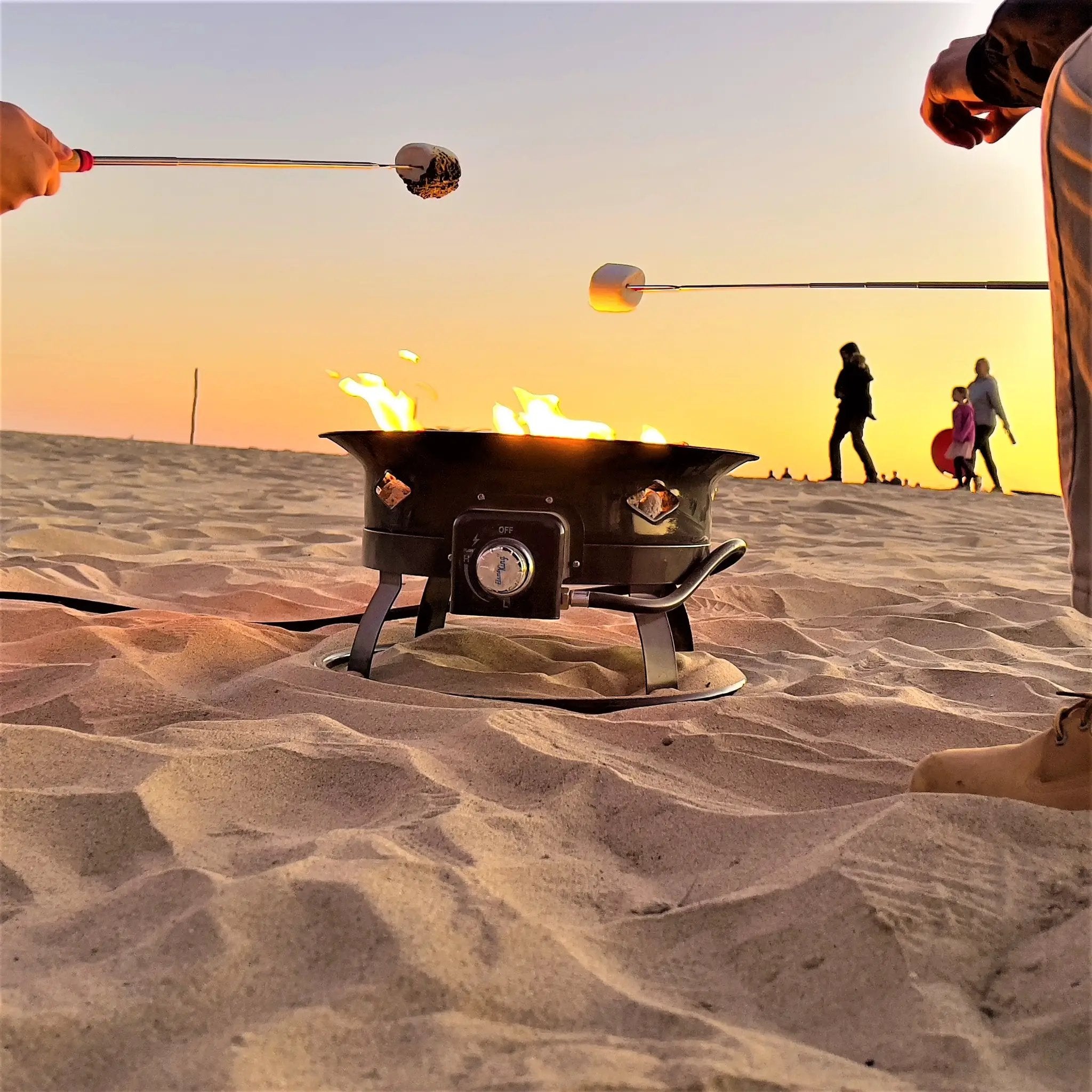 Flame King Outdoor Portable Propane Gas 19″ Fire Pit Bowl with Self Igniter Cover Carry Straps by Flame King Products