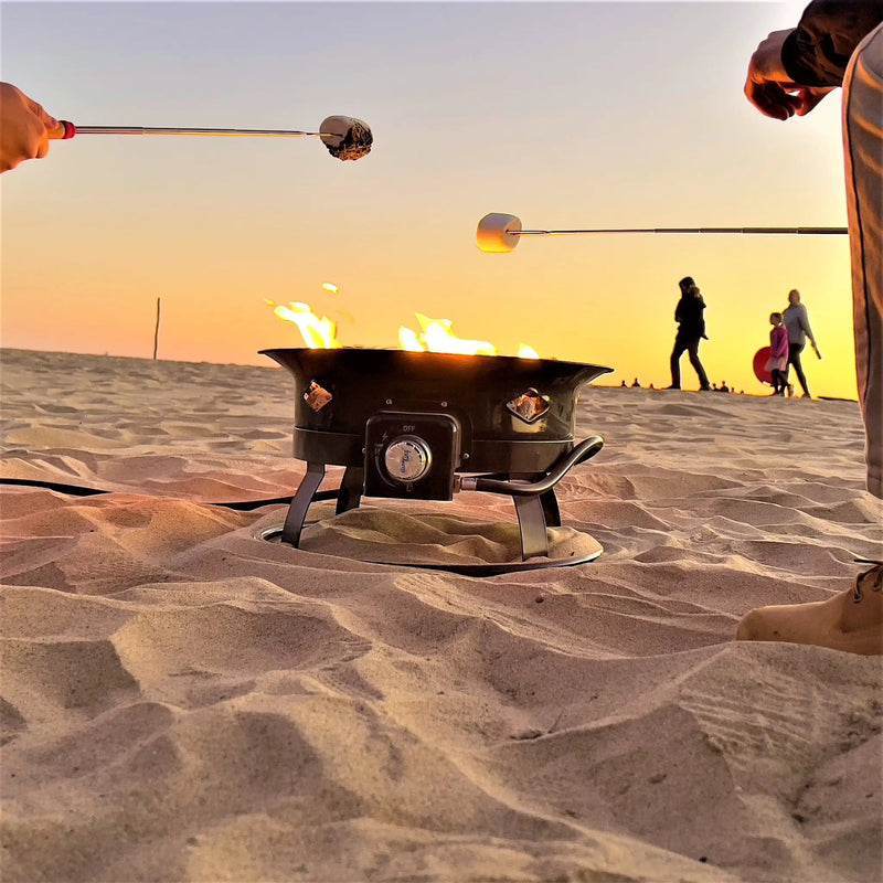 Flame King Outdoor Portable Propane Gas 19″ Fire Pit Bowl with Self Igniter Cover Carry Straps by Flame King Products