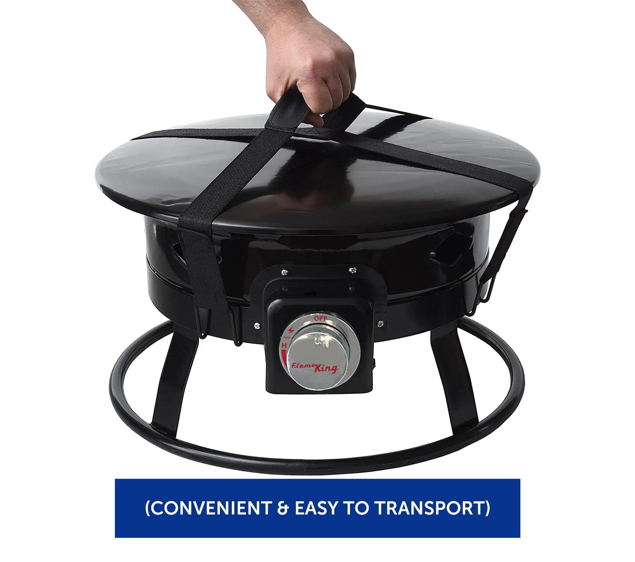 Flame King Outdoor Portable Propane Gas 19″ Fire Pit Bowl with Self Igniter Cover Carry Straps by Flame King Products