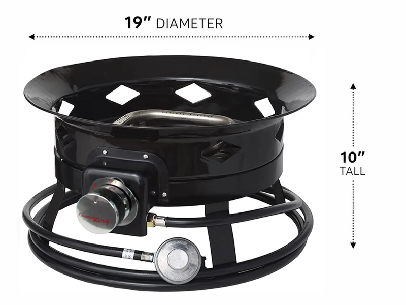 Flame King Outdoor Portable Propane Gas 19″ Fire Pit Bowl with Self Igniter Cover Carry Straps by Flame King Products