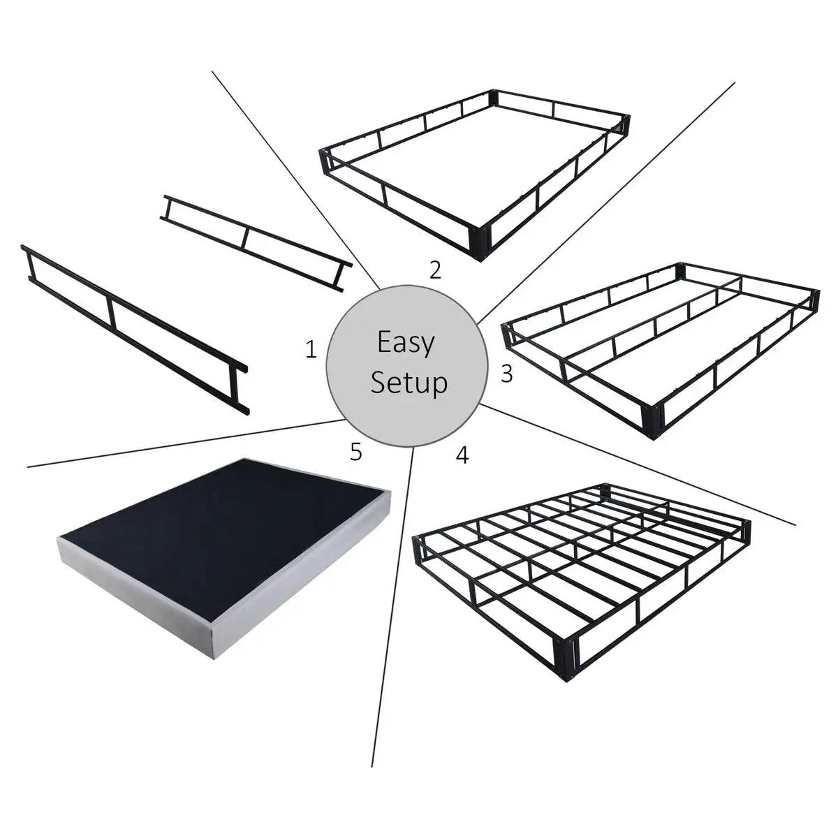 Full size 7.8-inch Metal Frame Box-Spring Foundation for Mattress with Cover by HomePacific