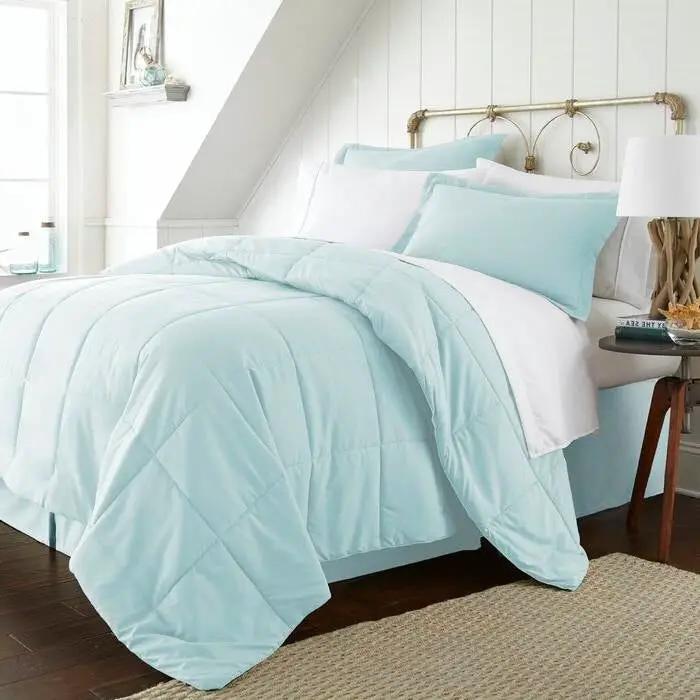 Full Size Microfiber 6-Piece Reversible Bed-in-a-Bag Comforter Set in Aqua Blue by HomePacific