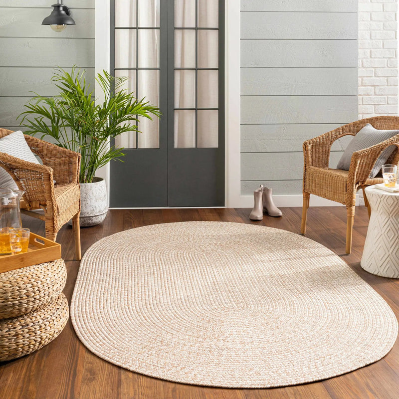 Cream Braided Faux Jute Outdoor Rug by Boutique Rugs