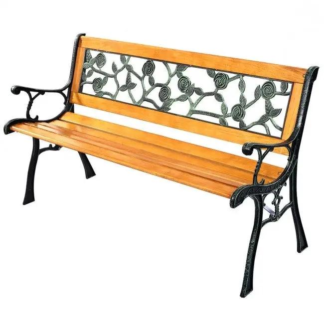 Flowers Outdoor Patio Park Cast Iron Garden Porch Chair Bench by HomePacific