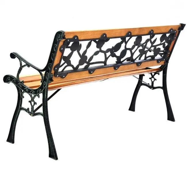 Flowers Outdoor Patio Park Cast Iron Garden Porch Chair Bench by HomePacific