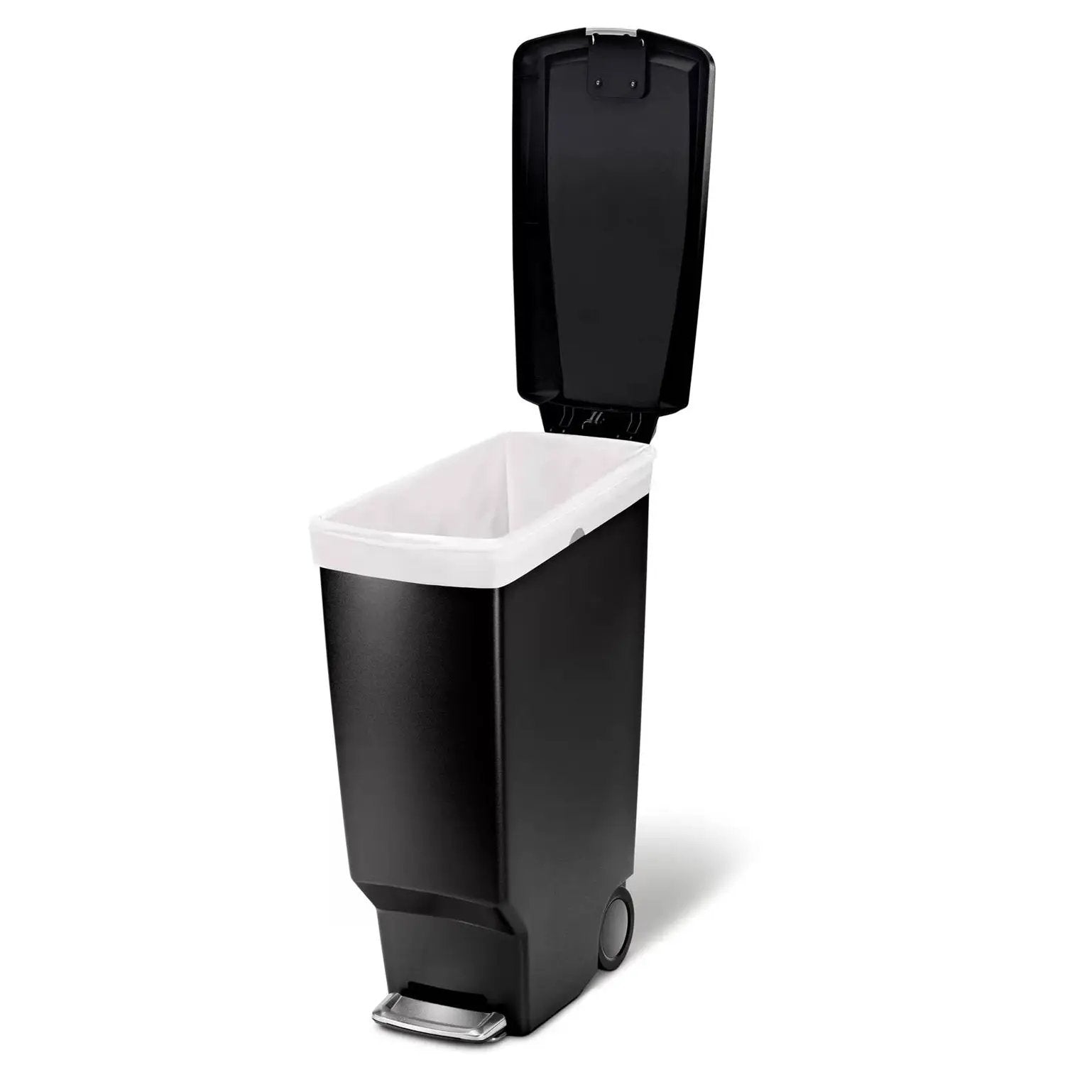 Black 10-Gallon Narrow Kitchen Trash Can with Easy Step-on Lid by HomePacific