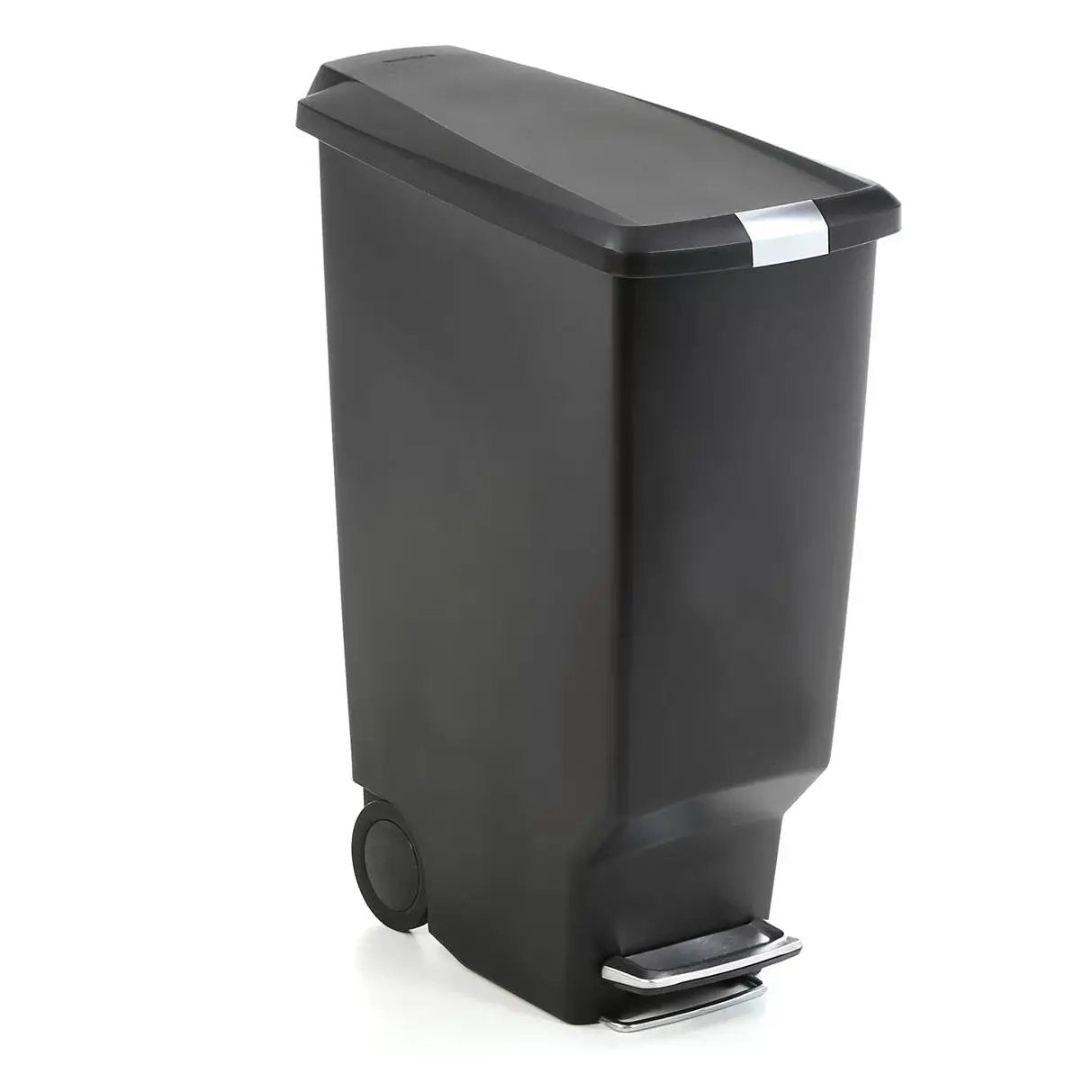 Black 10-Gallon Narrow Kitchen Trash Can with Easy Step-on Lid by HomePacific