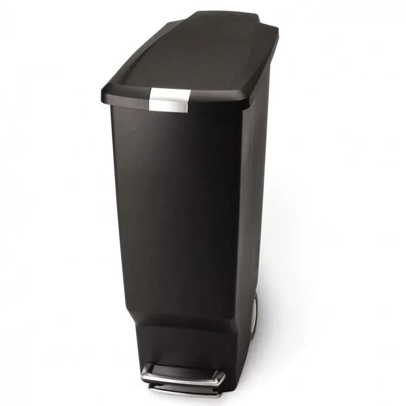 Black 10-Gallon Narrow Kitchen Trash Can with Easy Step-on Lid by HomePacific