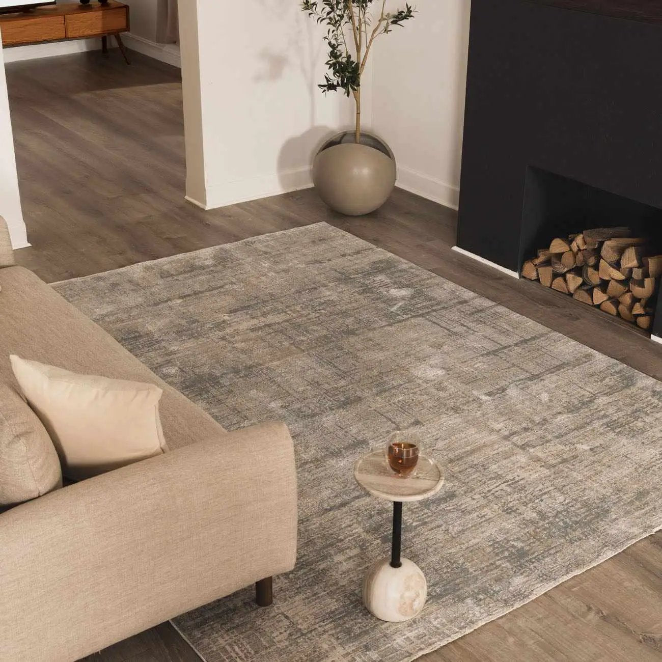 Fallin Gray Thick Luxe Abstract Striped Rug by Boutique Rugs