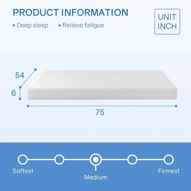 Full size 6-inch Thick Medium Firm Cool Gel Memory Foam Mattress by HomePacific