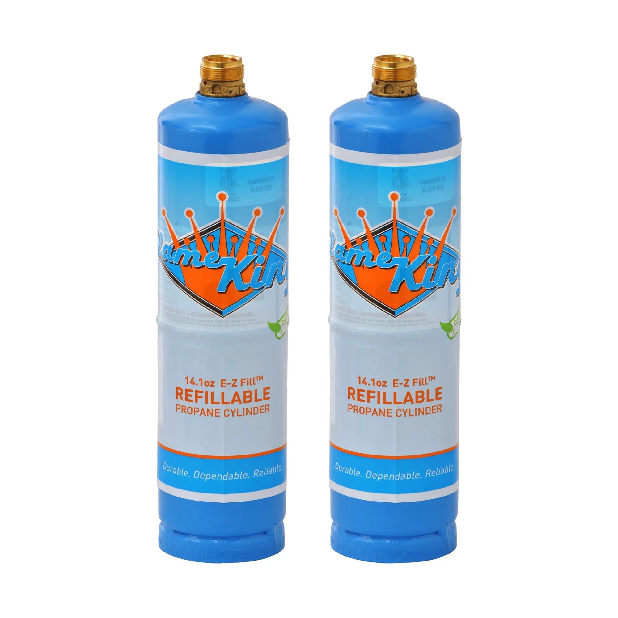 Flame King 1lb Refillable Propane Tank Welding LP Cylinder 14.1 - 2 Pack Eco Friendly Sustainable Tank by Flame King Products