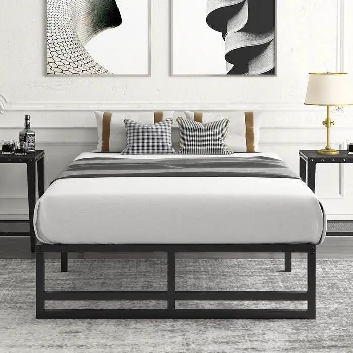 Full Size Black Metal Platform Bed Frame with Under-Bed Storage Space by HomePacific