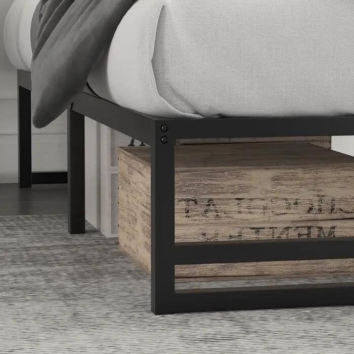 Full Size Black Metal Platform Bed Frame with Under-Bed Storage Space by HomePacific