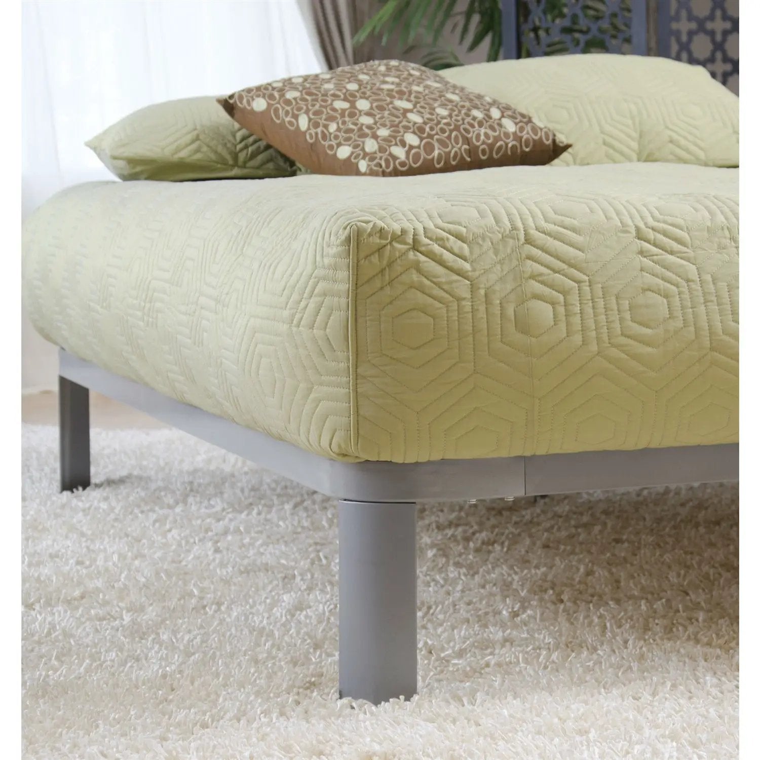 Full size Luna Metal Platform Bed Frame with Wooden Slats by HomePacific