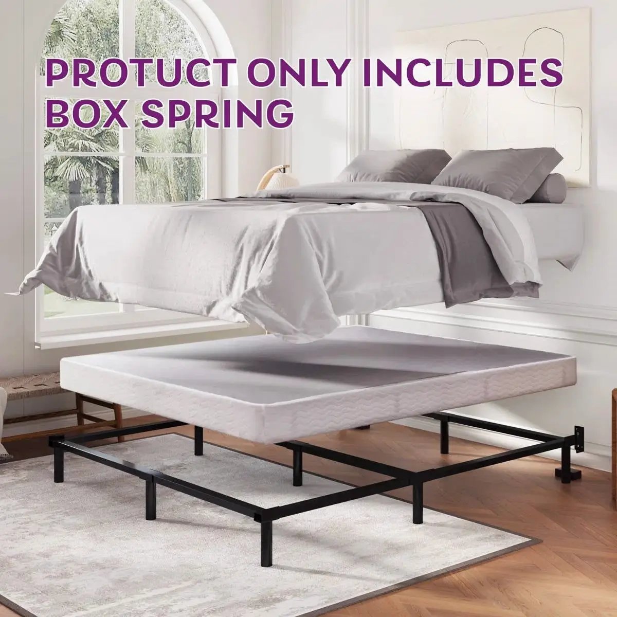 Full size 5-inch Low Profile Metal Box Spring Mattress Foundation with Cover by HomePacific