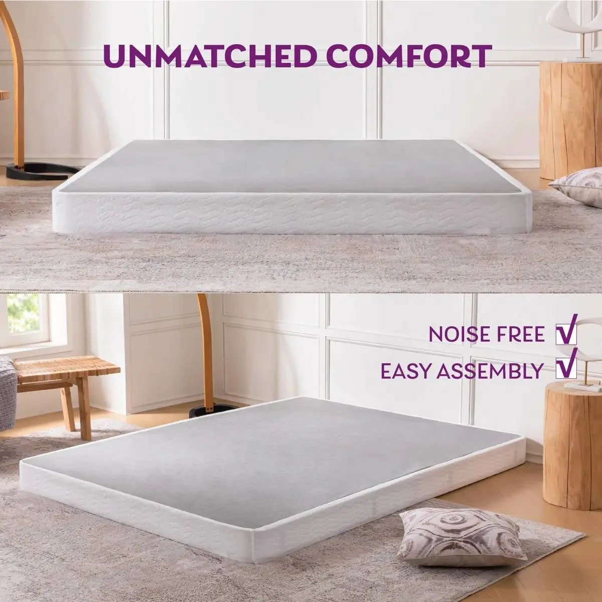 Full size 5-inch Low Profile Metal Box Spring Mattress Foundation with Cover by HomePacific