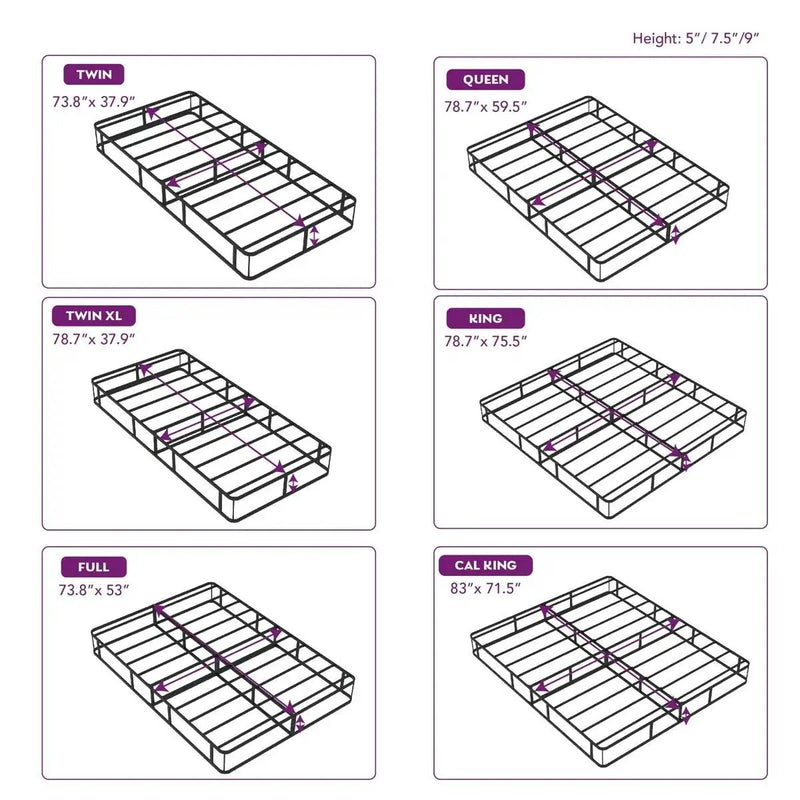 Full size 5-inch Low Profile Metal Box Spring Mattress Foundation with Cover by HomePacific