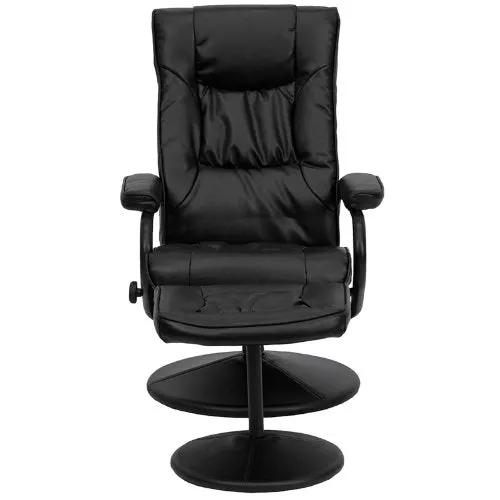 Black Faux Leather Recliner Chair with Swivel Seat and Ottoman by HomePacific