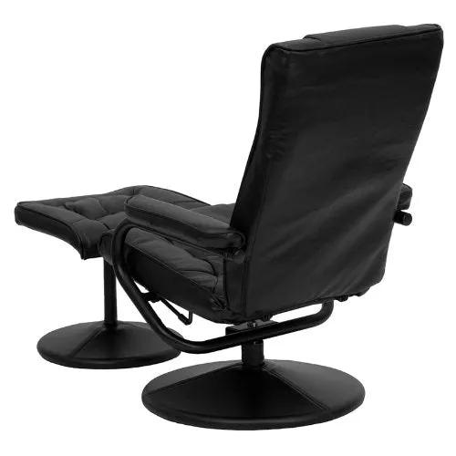 Black Faux Leather Recliner Chair with Swivel Seat and Ottoman by HomePacific