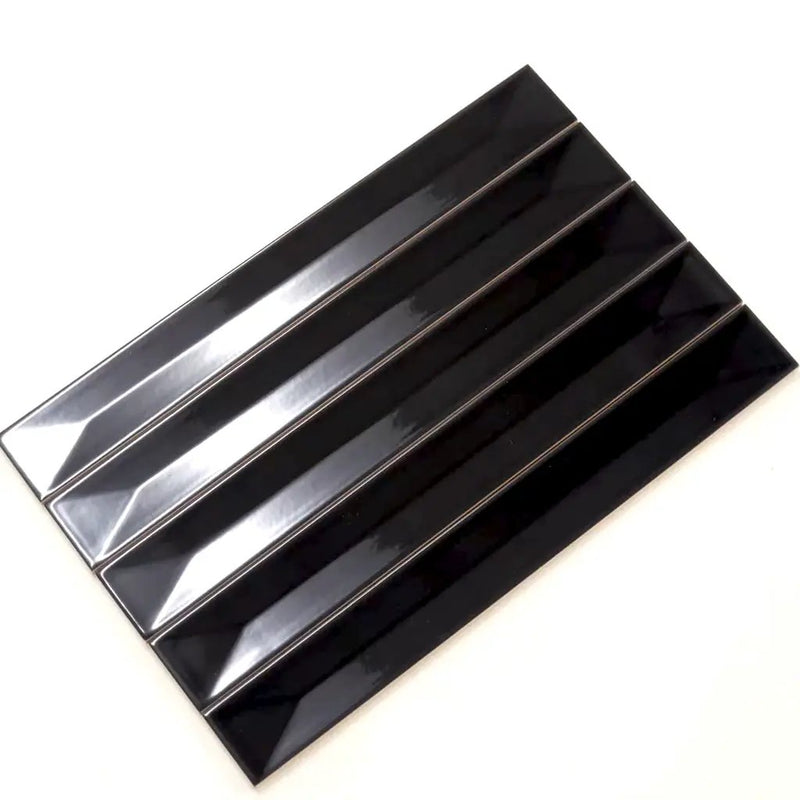 Jet Black 2x16 Glossy Ceramic Deco Subway Tile (50 pack,10.76 sq ft/case) by Apollo Tile