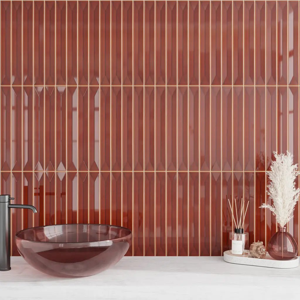 Caramel 2x16 Glossy Ceramic Deco Subway Tile (50 pack,10.76 sq ft/case) by Apollo Tile