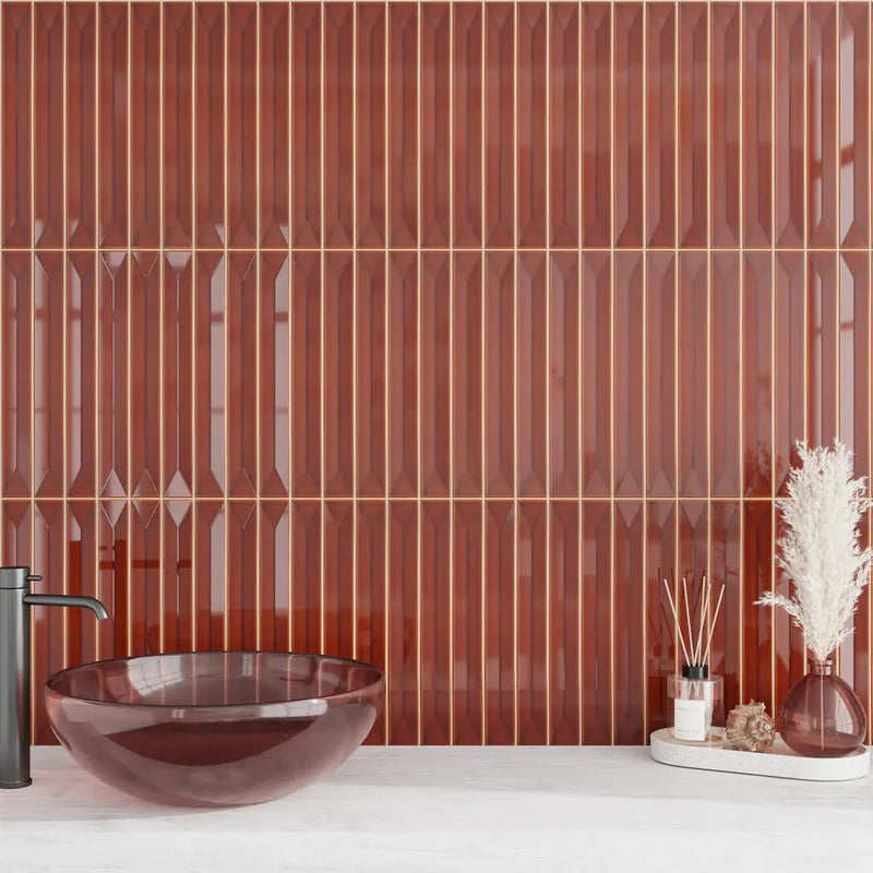 Caramel 2x16 Glossy Ceramic Deco Subway Tile (50 pack,10.76 sq ft/case) by Apollo Tile