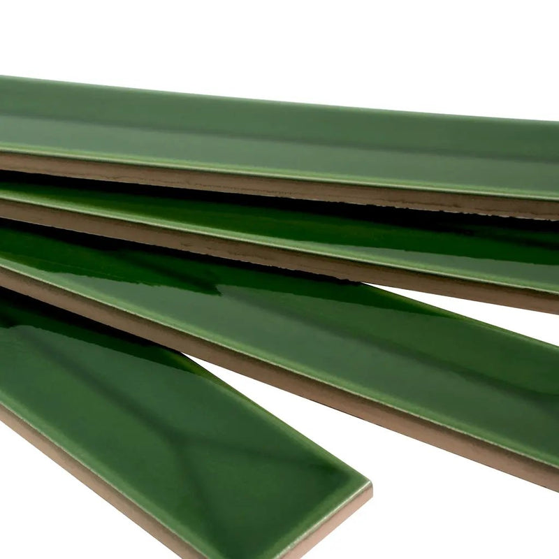 Forest Green 2x16 Glossy Ceramic Deco Subway Tile (50 pack,10.76 sq ft/case) by Apollo Tile