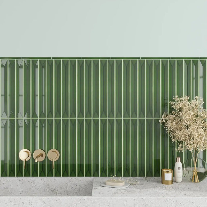 Forest Green 2x16 Glossy Ceramic Deco Subway Tile (50 pack,10.76 sq ft/case) by Apollo Tile
