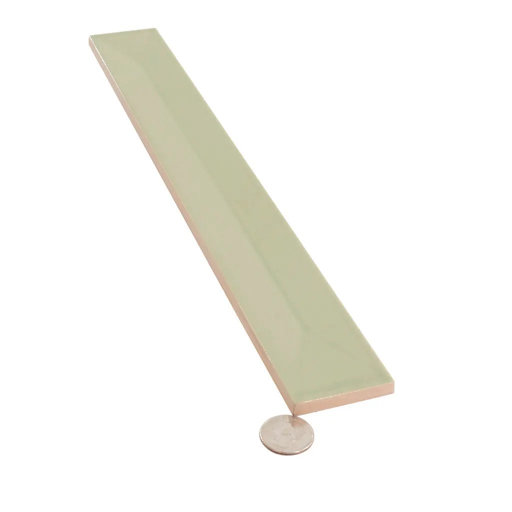 Soft Mint Green 2x16 Glossy Ceramic Deco Subway Tile (50 pack,10.76 sq ft/case) by Apollo Tile