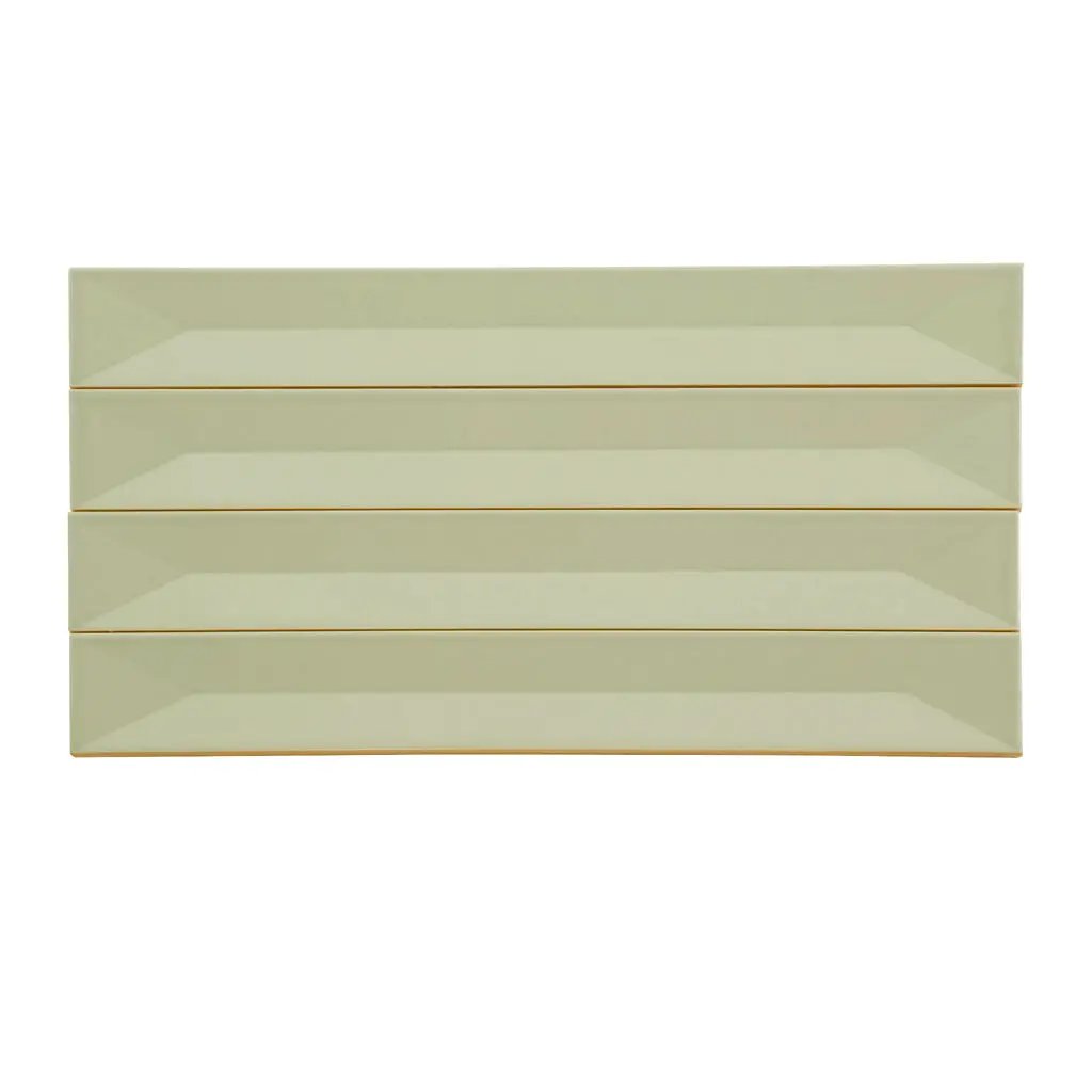 Soft Mint Green 2x16 Glossy Ceramic Deco Subway Tile (50 pack,10.76 sq ft/case) by Apollo Tile