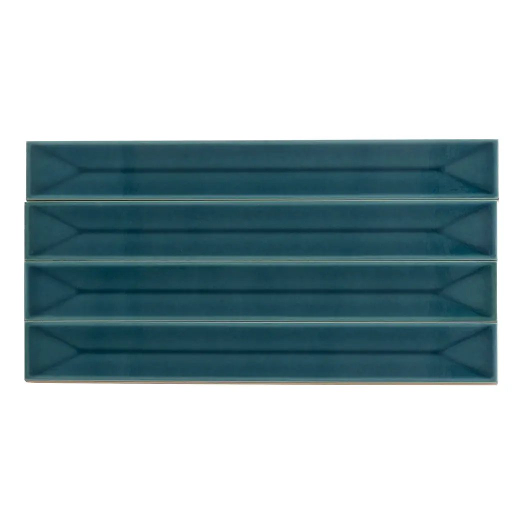 Emerald Petrol Blue 2x16 Glossy Ceramic Deco Subway Tile (50 pack,10.76 sq ft/case) by Apollo Tile