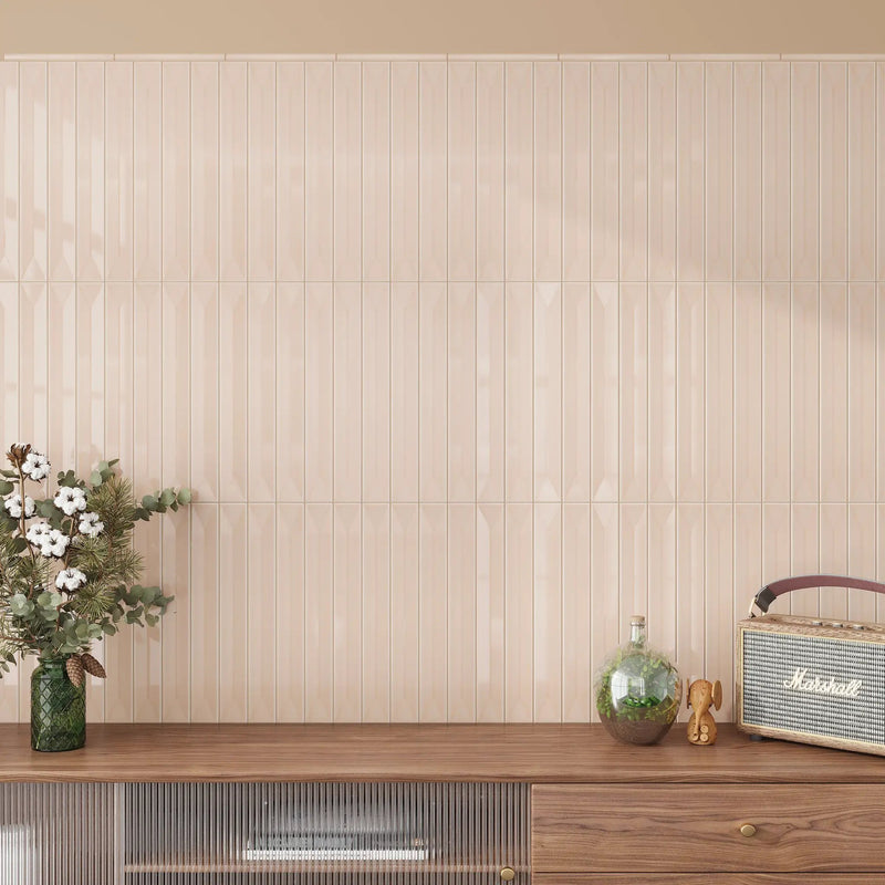 Powder Pink 2x16 Glossy Ceramic Deco Subway Tile (50 pack,10.76 sq ft/case) by Apollo Tile