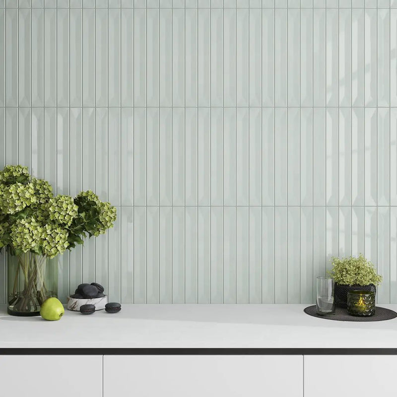 Pastel light Blue 2x16 Glossy Ceramic Deco Subway Tile (50 pack,10.76 sq ft/case) by Apollo Tile