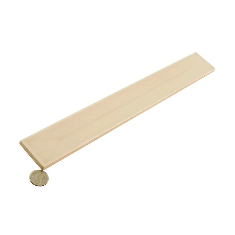 Alabaster Beige 2x16 Glossy Ceramic Deco Subway Tile (50 pack,10.76 sq ft/case) by Apollo Tile