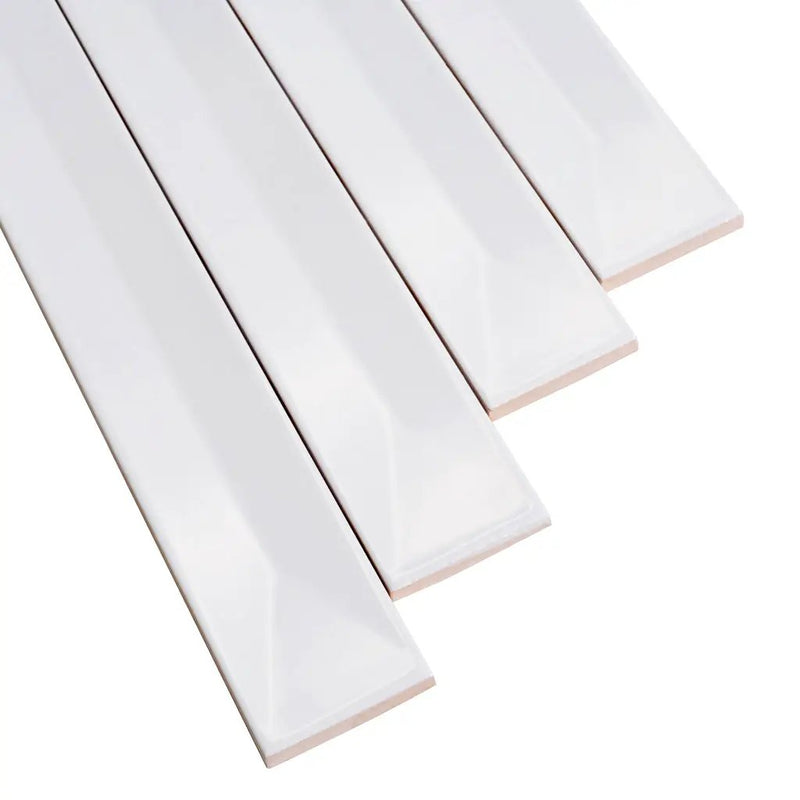 Snow White 2x16 Glossy Ceramic Deco Subway Tile (50 pack,10.76 sq ft/case) by Apollo Tile