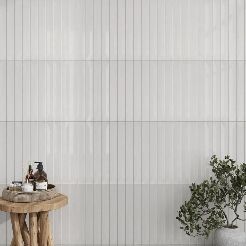 Snow White 2x16 Glossy Ceramic Deco Subway Tile (50 pack,10.76 sq ft/case) by Apollo Tile