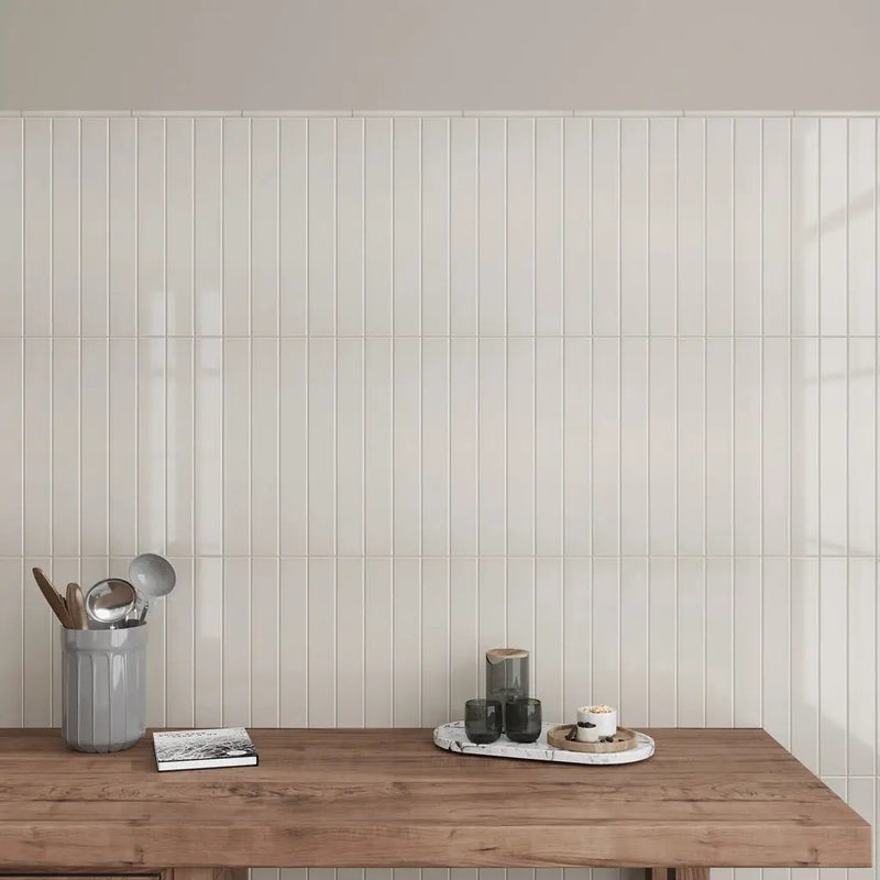 Soft Dove Gray 0.5x8 Glossy Ceramic Pencil Tile Trim (10 pack, 0.27 sq ft/case) by Apollo Tile