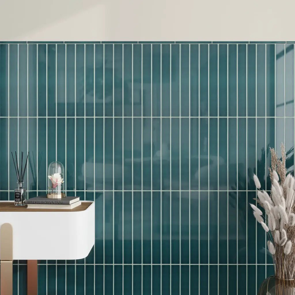 Emerald Petrol Blue 2x16 Glossy Ceramic Subway Tile (50 pack, 10.76 sq ft/case) by Apollo Tile