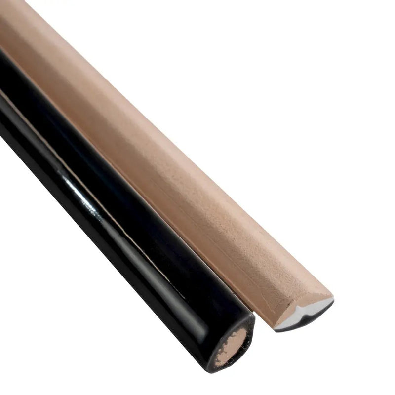 Jet Black 0.5x8 Glossy Ceramic Pencil Tile Trim (10 pack, 0.27 sq ft/case) by Apollo Tile