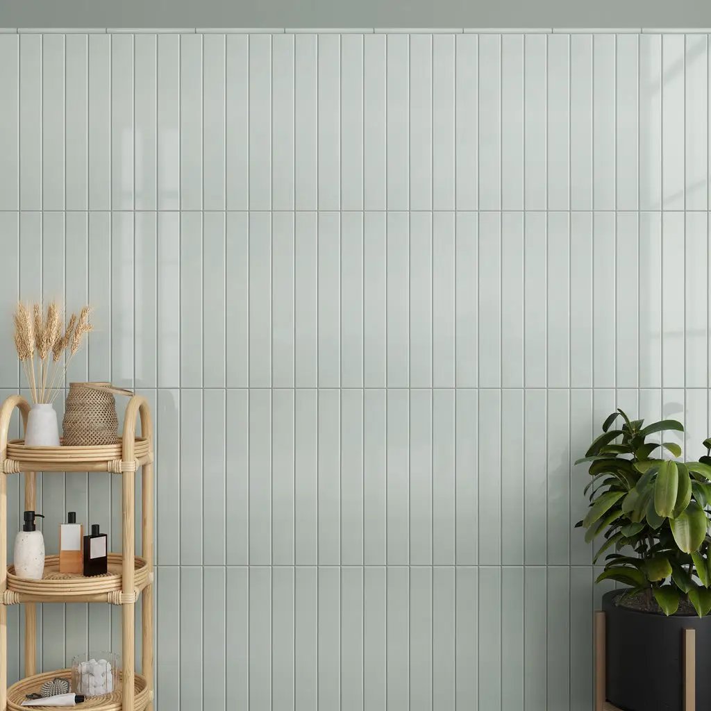 Pastel light Blue 2x16 Glossy Ceramic Subway Tile (50 pack, 10.76 sq ft/case) by Apollo Tile