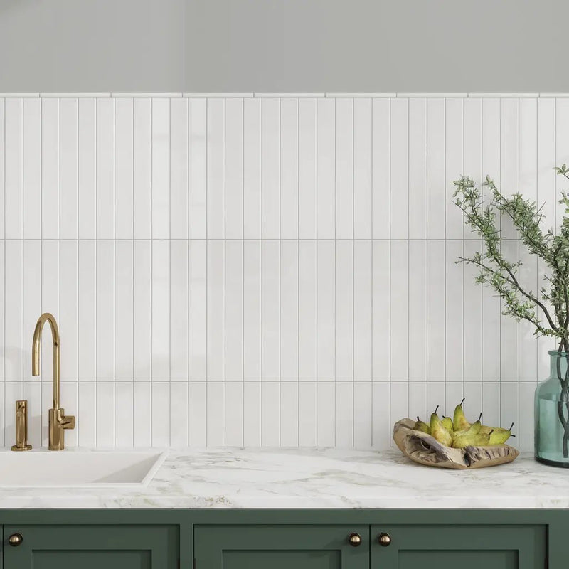 Snow White 2x16 Glossy Ceramic Subway Tile (50 pack, 10.76 sq ft/case) by Apollo Tile