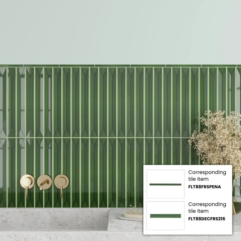 Forest Green 0.5x8 Glossy Ceramic Pencil Tile Trim (10 pack, 0.27 sq ft/case) by Apollo Tile