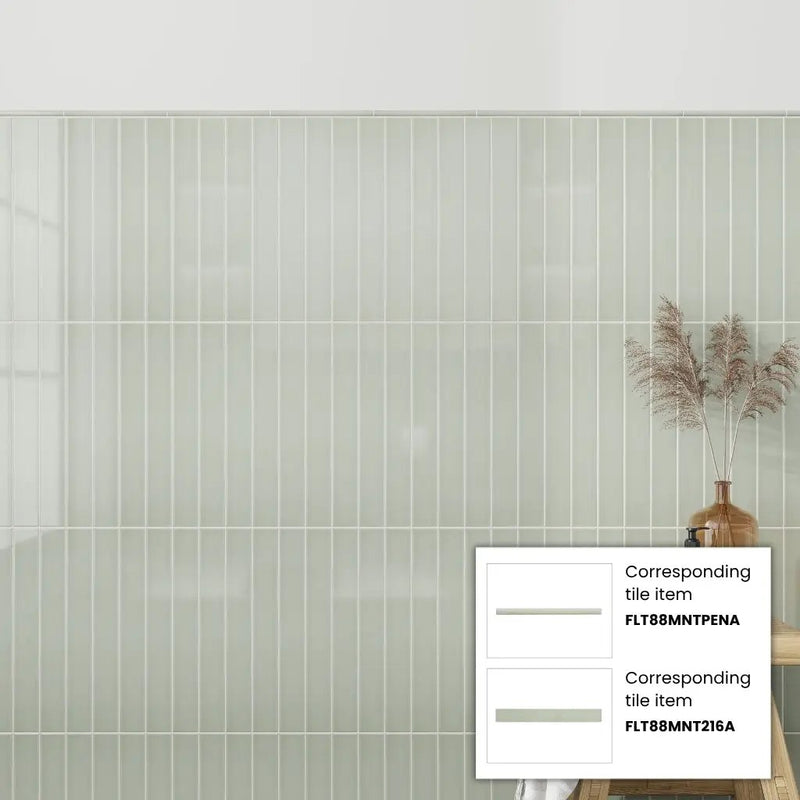 Soft Mint Green 2x16 Glossy Ceramic Subway Tile (50 pack, 10.76 sq ft/case) by Apollo Tile